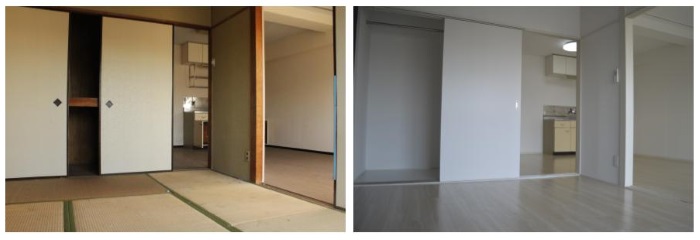 周辺エリアの入居者ニーズを元に和室(左)から洋室(右)へと変更